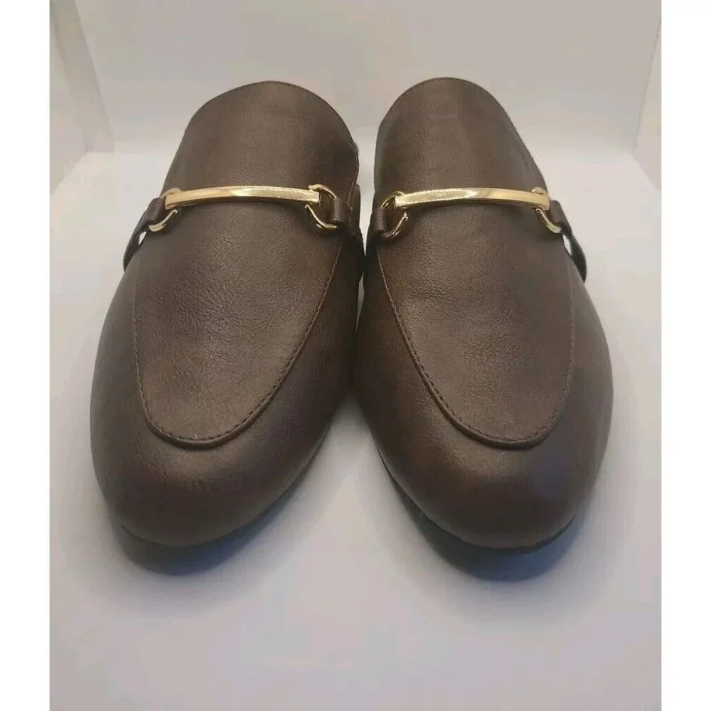 MUSSHOE Loafer for Women Brown Gold Slip on Flats New Without Tag 8.5 MNU‎